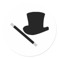 magician top hat and magic wand stickers