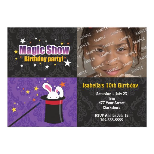 Magician's Rabbit Birthday Party Custom Invitation