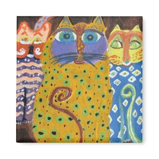 Magnet Cat/Folk Art 3 - Me and My Pals magnet