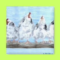 Magnet - Chicken/Rooster Acrylic Art Painting