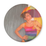 magnet circle rainbow umbrella girl