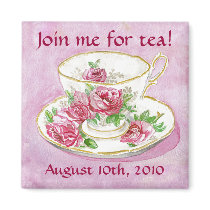 Magnet - Customize me! Pink Rose Teacup Tea