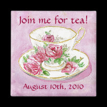 Magnet - Customize me! Pink Rose Teacup Tea