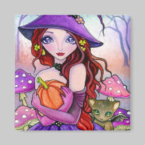 Magnet - Halloween Witch and cat  " The Perfect Pu magnets