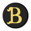 Magnet Monogrammed Letter B (round black pictured)
