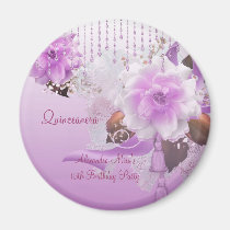 Magnet Quinceanera 15th Lilac Pink Floral White magnets