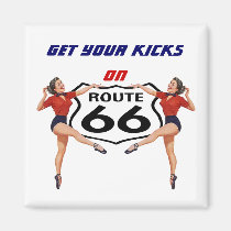 Magnet ~ RETRO "KICKS" GALS Get Yours on Route 66 magnets