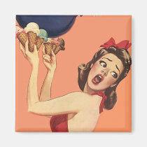 Magnet ~ RETRO Surprised Shocked Party Girl magnets