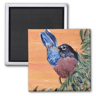 Magnet - Robin Red Breast Acrylic Painting magnet
