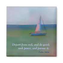 Magnet - Sailing Boat Bible Scripture, Seek Peace