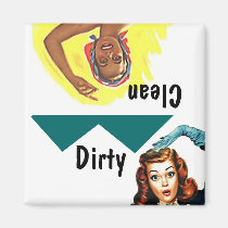 Magnet ~ Vintage Retro Fun Clean Dirty Dishwasher magnets