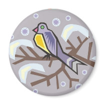 Magnet - Winter Scene with Cute Bird by forbes1954 Magnet - Winter Scene with Cute Bird