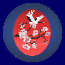 MagnetFlying Crane and Sun-(dark berry background) stickers