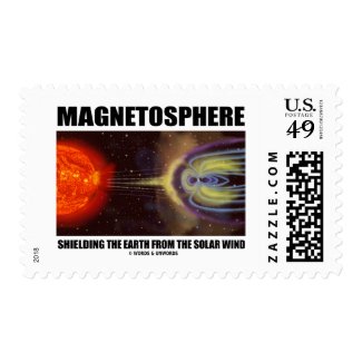 Magnetosphere Shielding Earth From Solar Wind Postage Stamps