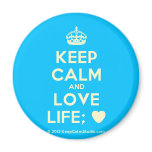 [Crown] keep calm and love life; [Love heart]  Magnets