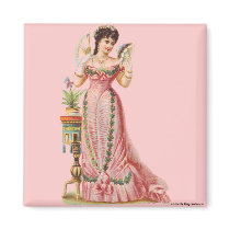 MAGNETS VICTORIAN ERA FRENCH LADY WITH FANS