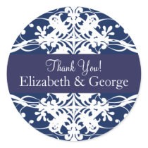 Magnificent Navy Blue Thank You Labels stickers
