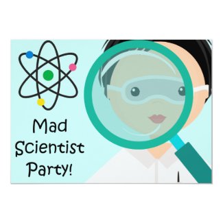 Magnifying Glass Boy Scientist Birthday Invitation