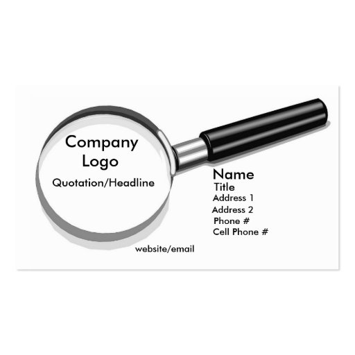 Magnifying Glass Business Card Template (front side)