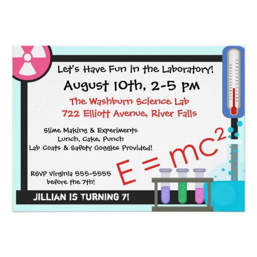Magnifying Glass Girl Scientist Birthday Invite