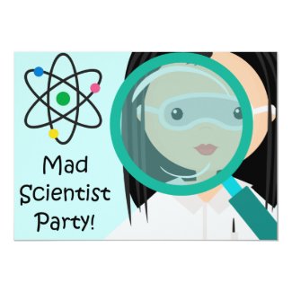 Magnifying Glass Girl Scientist Birthday Invite