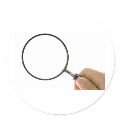 Magnifying glass round sticker