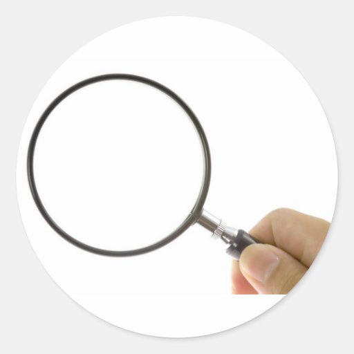 Magnifying glass classic round sticker Zazzle