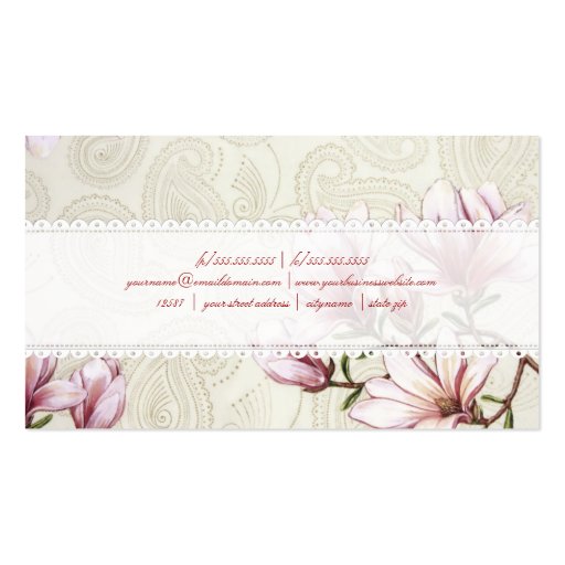 Magnolia and Paisley Business Card Template (back side)