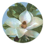 Magnolia Blossom Flower Round Stickers