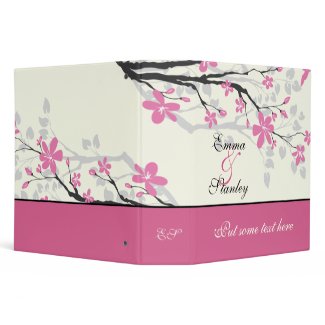 Magnolia branch pink wedding custom binder binder