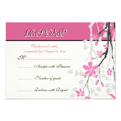 Magnolia branch pink wedding RSVP card Invitations