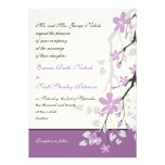 Magnolia branch purple flowers wedding invitation