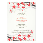 Magnolia branch red bridal shower invitation