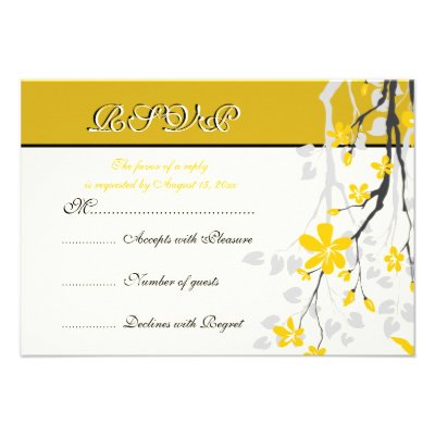 Magnolia branch yellow flowers wedding RSVP card Invitations