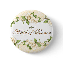 Magnolia- Damask Bridal Party Button