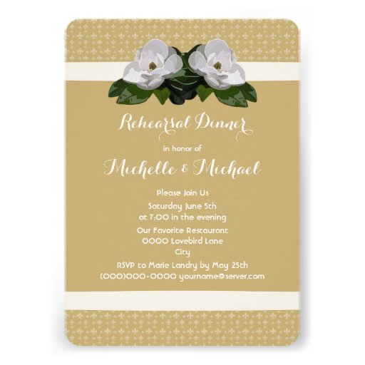 Magnolia Flower Fleur de Lis Wedding Custom Announcement