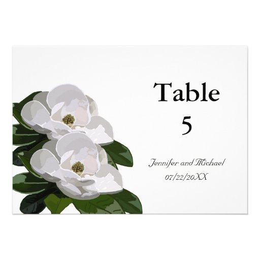 Magnolia Flower Modern Wedding Table Markers Invite
