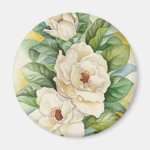 Magnolia Flower Watercolor Art - Multi Refrigerator Magnet
