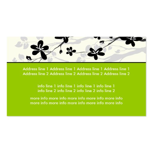 Magnolia flowers black grey floral business cards (back side)