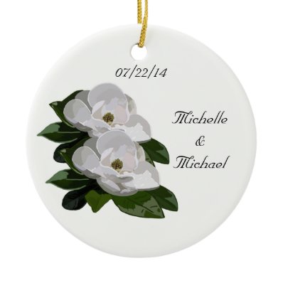 Magnolia Flowers Save the Date Wedding Ornament