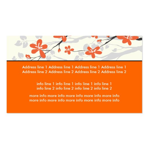 Magnolia flowers tangerine orange floral business card (back side)