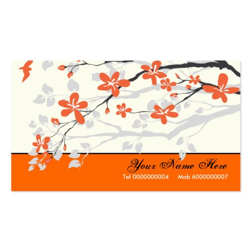 Magnolia flowers tangerine orange floral business card (front side)