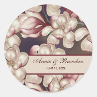 Magnolia Wedding Favor Labels Round Stickers