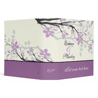 Magnolia with purple flowers wedding binder binder