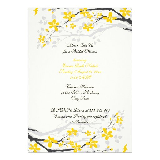 Magnolia yellow flowers bridal shower invitation