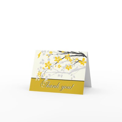 Magnolia yellow flowers wedding Thank you card