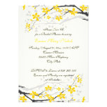 Magnolia yellow, grey flowers bridal shower personalized invite