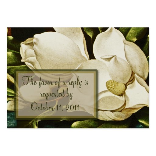 Magnolias Wedding RSVP Reply Card Business Card Templates (front side)