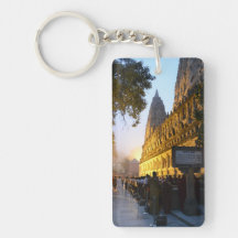 Mahabodhi Buddhist Temple Bodh Gaya India Rectangular Acrylic Keychain