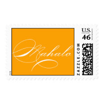 "Mahalo" stamp with palm tree (orange) stamps